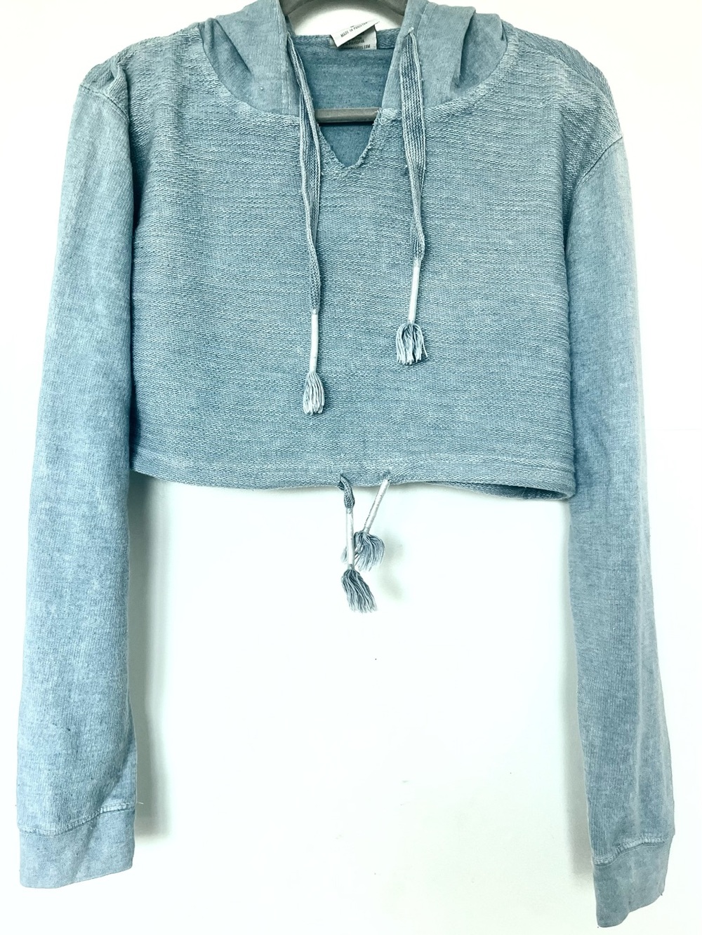 Ragwear Women’s Small Light Blue Cropped Hoodie NWOT Tassel Drawstring